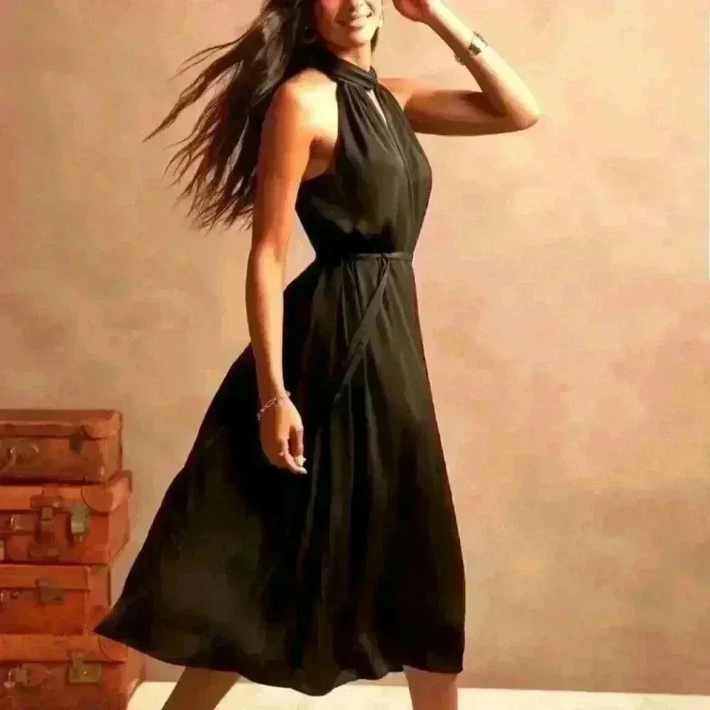Bananarepublic Twist-Neck Satin Dress